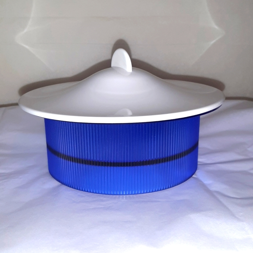 Covered Acrylic Blue Bowl Cobalt Blue and White Lid